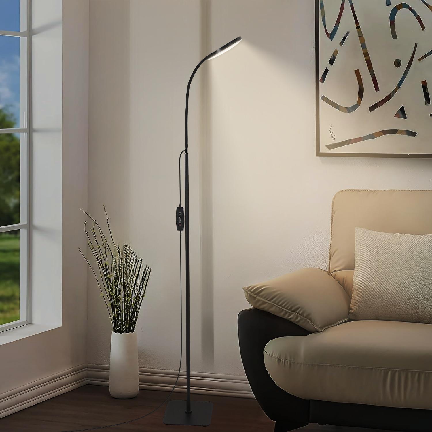 

LED floor lamp can rotate 360 degrees freely with 3 color modes and 3 height adjustments available