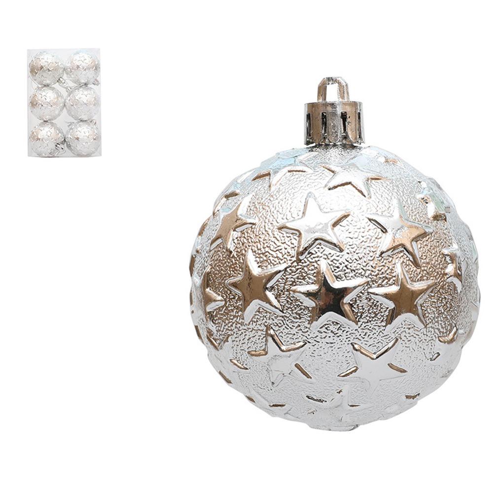 6pcs 6cm Star Christmas Balls Set Colorful Xmas Tree Pendants Home New Year Gift
