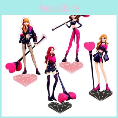 Blackpink Acrylic Standee Adorable Cartoon Figurines For Desk Display Jennie Jisoo Rose)