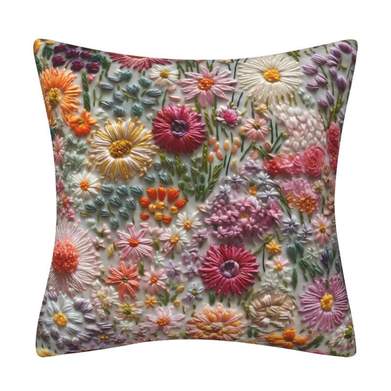 New Stereo Embossed Floral Pillowcase Cushion Cover with Digital Printing