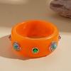 Wide Turquoise Acrylic Bracelet Turquoise Retro Hand Ring Acrylic Rhinestone Bangle  Decoration