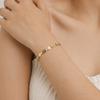 Luxury Creative Women's Cubic Zircon Filled Bracelets Gold Color Square Geometry Stainless Steel Simple Wedding Bracelet Jewelry