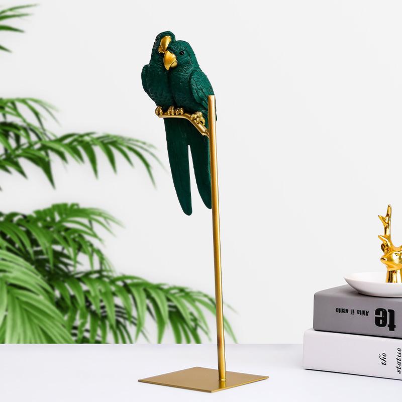 Nordic Creative Resin Simulated Animal Lucky Parrot Bird Crafts Ornaments Gold Modern Home Desktop Decoration Figurines Gift