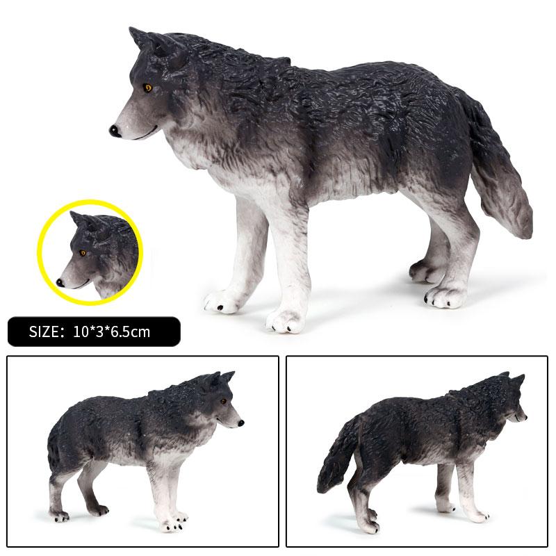 Oenux Wildtier Tiere Kleiner Grauer Wolf Mähnenwolf Wolfswelpen Simulationsmodell Actionfiguren Sammlung PVC Geschenk Kinderspielzeug Geschenk