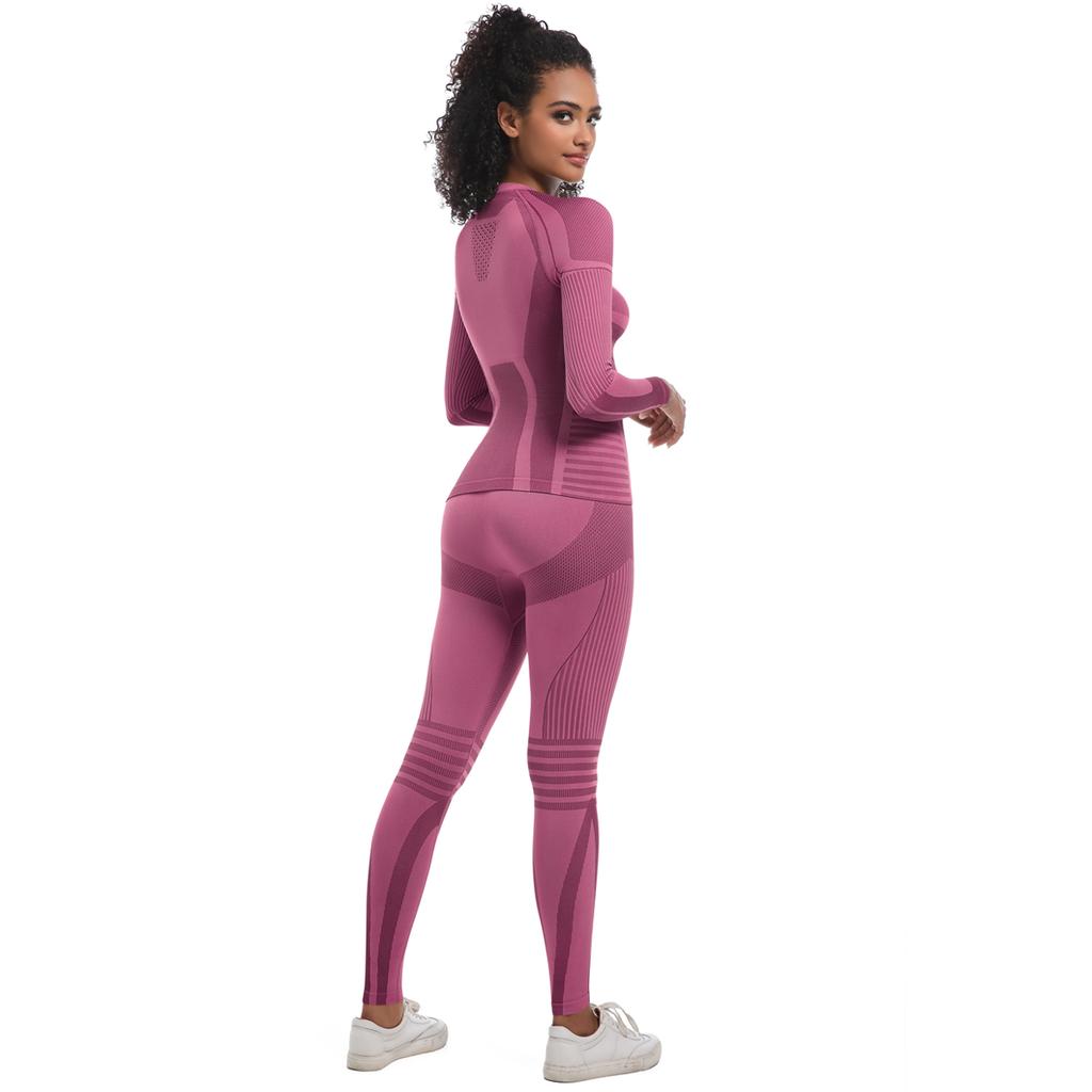 Auroth Long Sleeve Yoga Set Women Seamless Sportswear Quick Dry Shirts Running Pants Workout Clothes