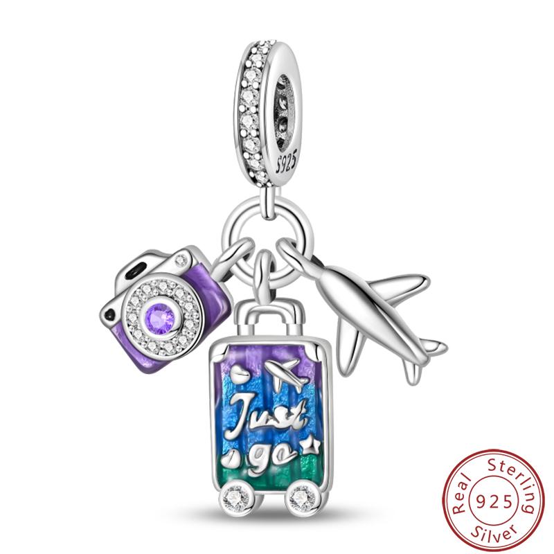 Love Traveling Copper Backpack Suitcase Luggage Camera Airplane Charms 3Mm Diy Fine Jewelry Making