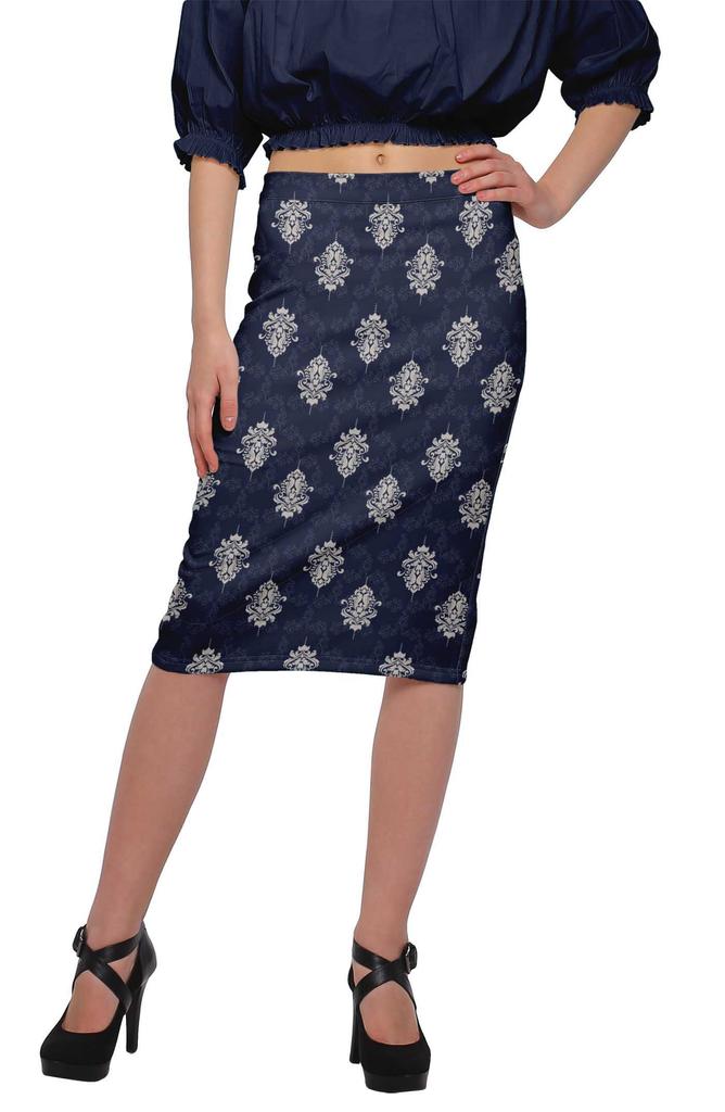 Moomaya Poly Spandex Skirt Printed Pencil Skirt Plus Size Summer Wear