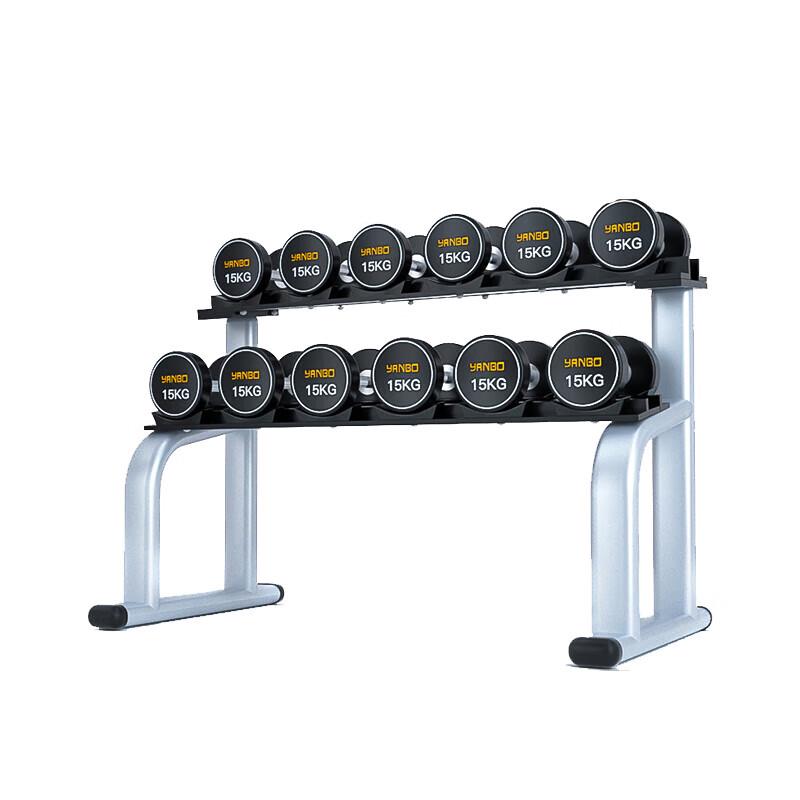Tieju 120kg Round Head Rubber Dumbbell Set with Double-Layer Rack