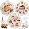 Cake Dessert Theme Embroidery Set with Embroidery Hoop and Instructions Beginner Embroidery Craft Set for Art Craft