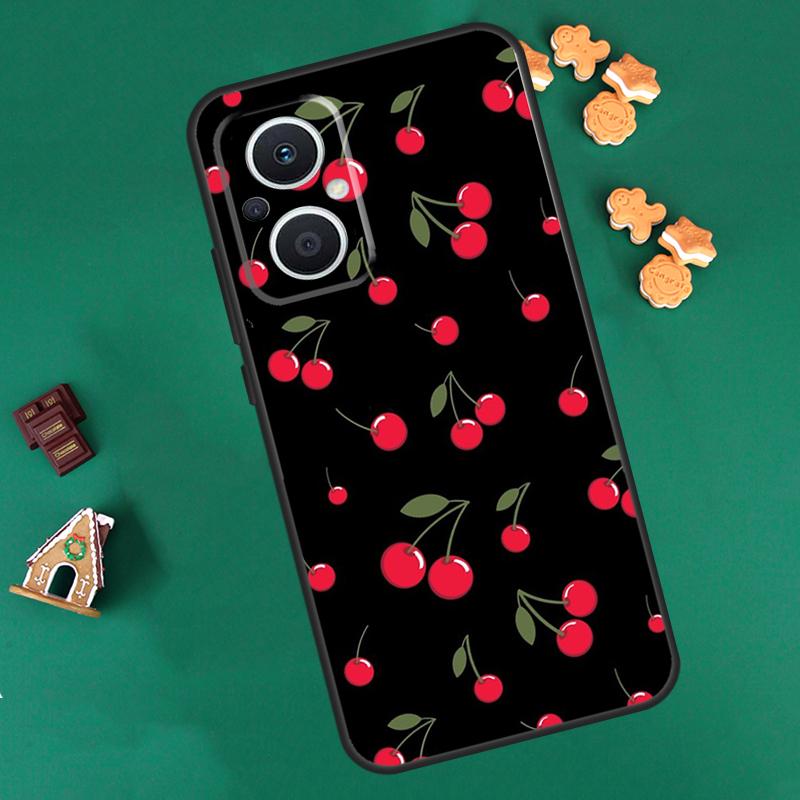 Black Pink Cherry Case For OPPO Reno 10 Pro 4Z 5Z 8T 4 5 6 7 8 Lite OPPO Find X6 Pro X3 X2 Neo X5 Lite Cover