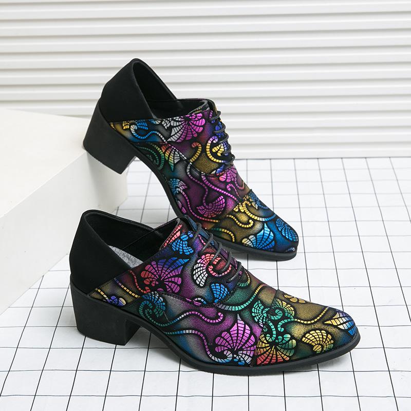 Herresko stor størrelse nye fritidssko i skinn mote høye hæler skinnsko herre ytre høydeøkning business dressko bryllupssko