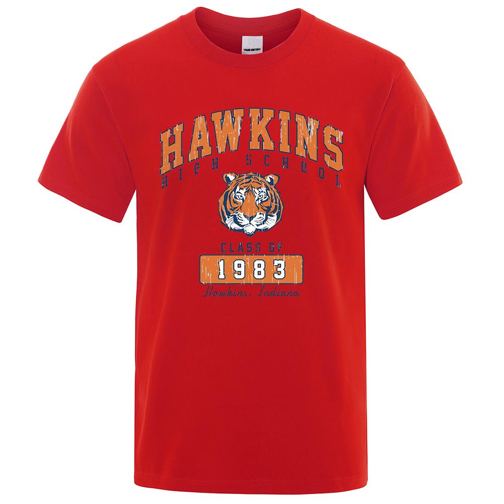 Hawkins High School Class Of 1983 Men T Shirt Funny Tiger Printed Clothing Cotton T-Shirts Breathable Short Sleeve