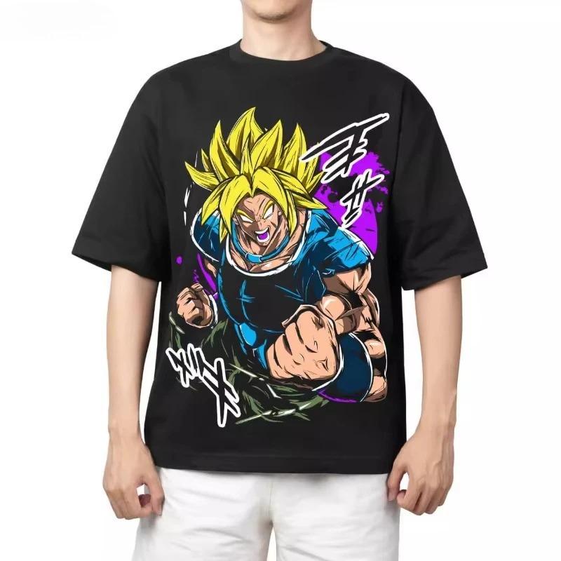 Mens Retro American Vintage Dragon Ball Print TShirt Loose Large Size Short Sleeve Pure Cotton Fashion 2026 GYM Style