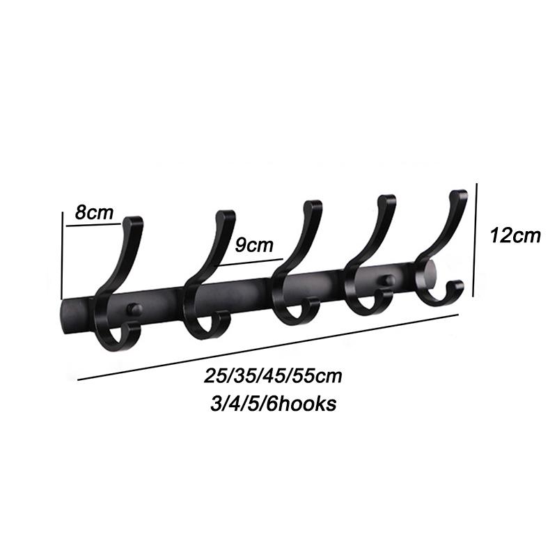 Appendiabiti con doppio gancio in alluminio nero Appendiabiti da bagno per la casa Portachiavi Ganci da parete appesi