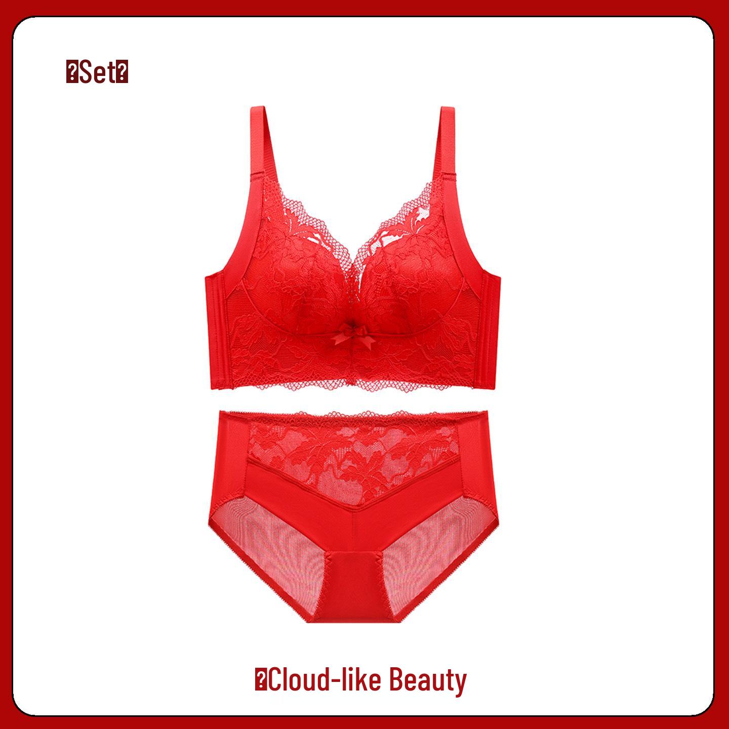 Bridal Red Year of Birth Underarm Shaping Wire-Free Push-Up Bra for Small Bust 38/85AB