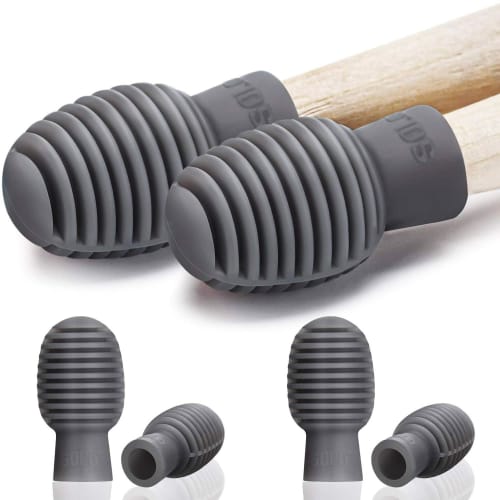 

Roczential 4-Piece Drumstick Tip Covers, Drumstick Mute Damper Tip Supporters, Silicone Drumstick Silencer Tip Protective Caps for Beginners (Gray)