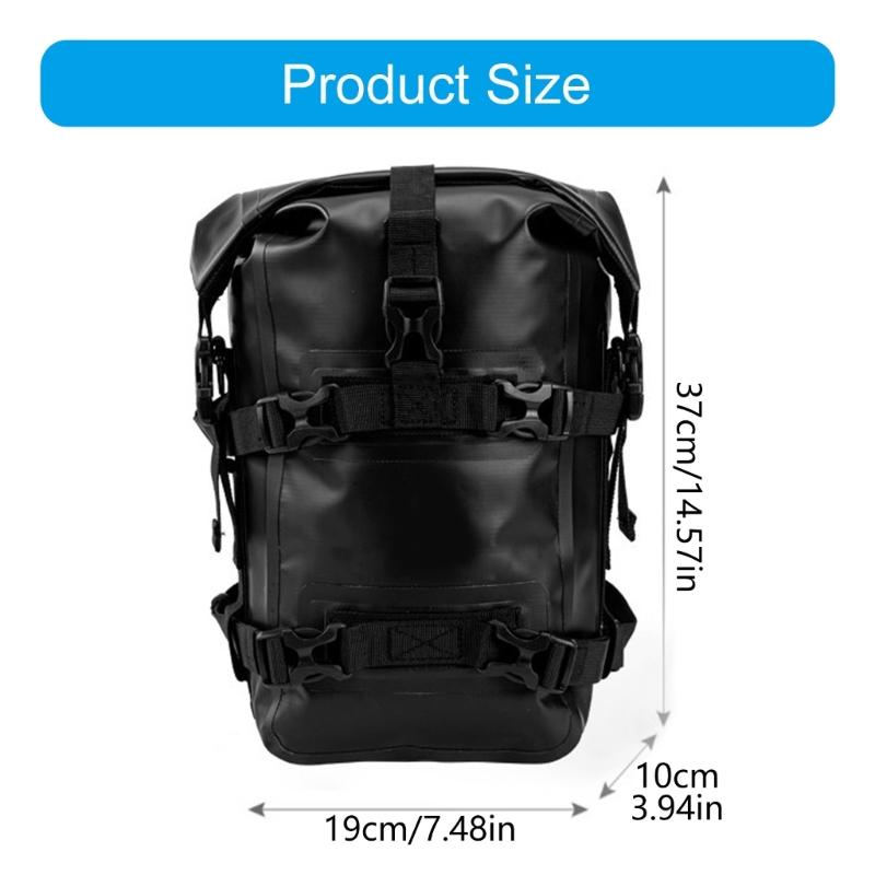Modular Motorcycle Side Bag Convertible to Shoulder Pack with 8L Waterproof Interior & Anti Slip Mesh Compartment