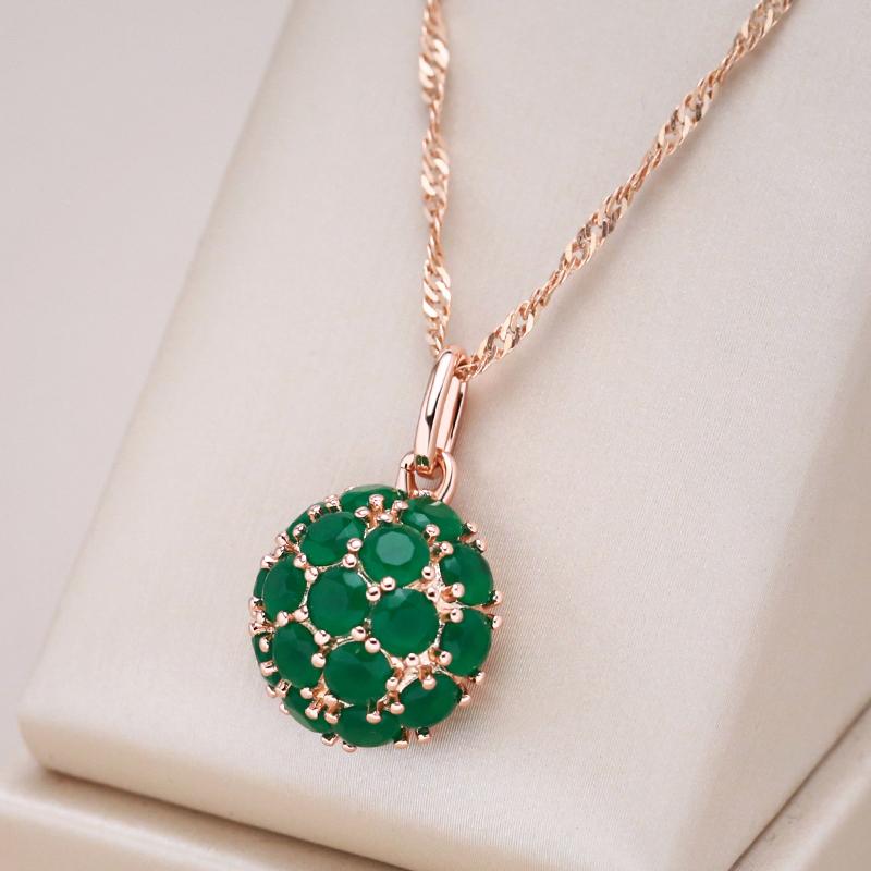 Unusual Full Sparkling Green Natural Zircon Pendant Necklace For Women Luxury  Rose Gold Color Party Daily Fine Jewelry