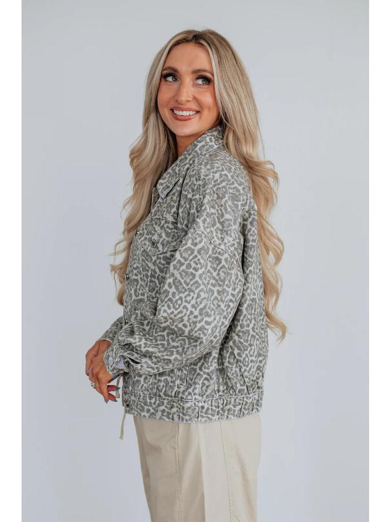 European-American Versatile Loose Washed Print Denim Jacket for Women