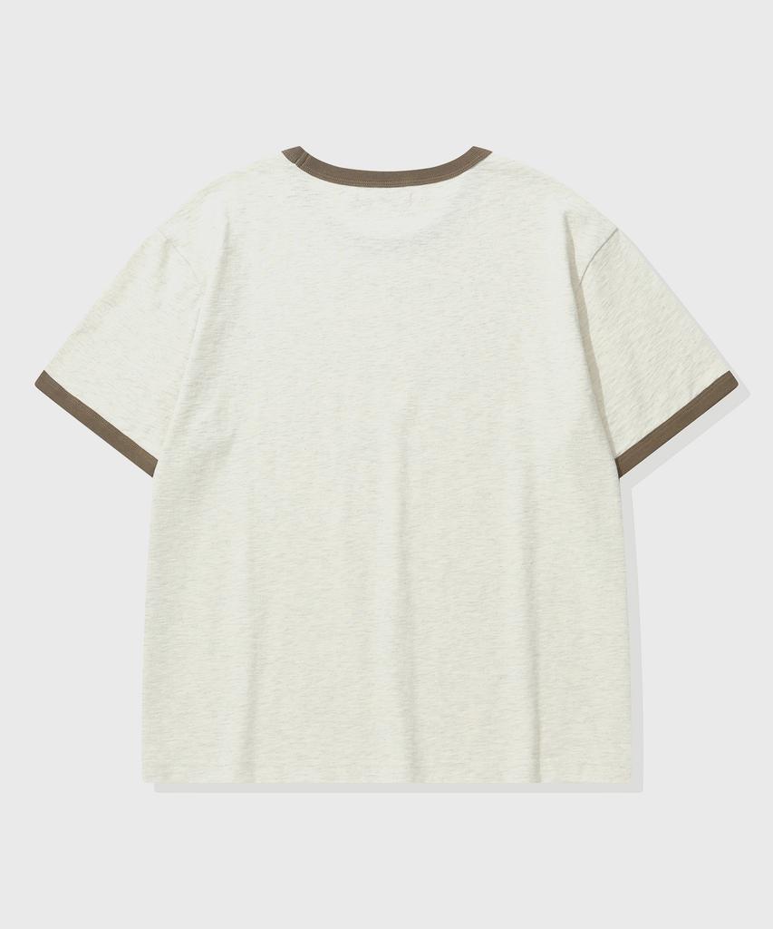 KIIMUIR [Crop] Flashmove Ringer Crop Short Sleeve T-Shirt_Oatmeal