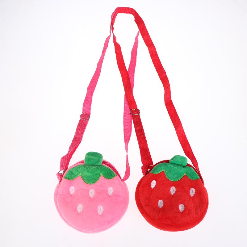 Cartoon Strawberry Plush Crossbody Bag Cute Strawberry Shoulder Bag Phone Bag Coin Pouch Wallet For Kid Adults Gift