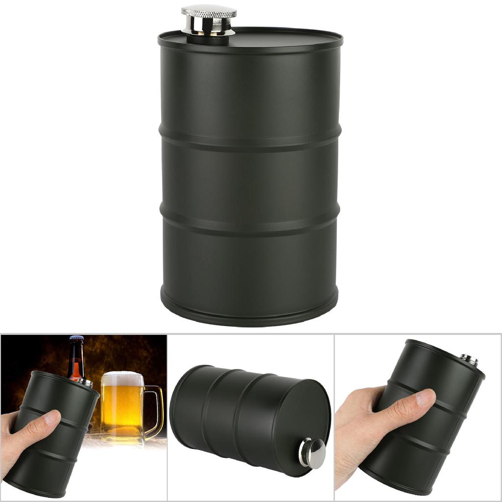 700ml Portable Stainless Steel Beer Barrel Wine Liquor Hip Flask with Sealing Lid(Black)