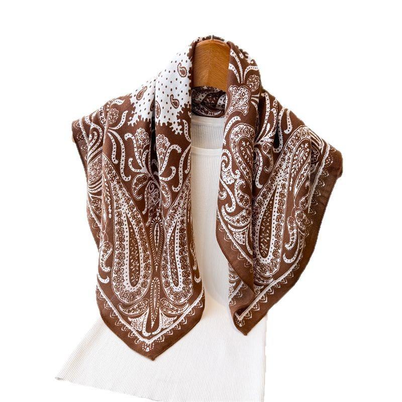 Fei pattern Pace herringbone pattern cotton and linen small square scarf silk scarf imitation velvet headscarf shawl sun protection scarf women's scar