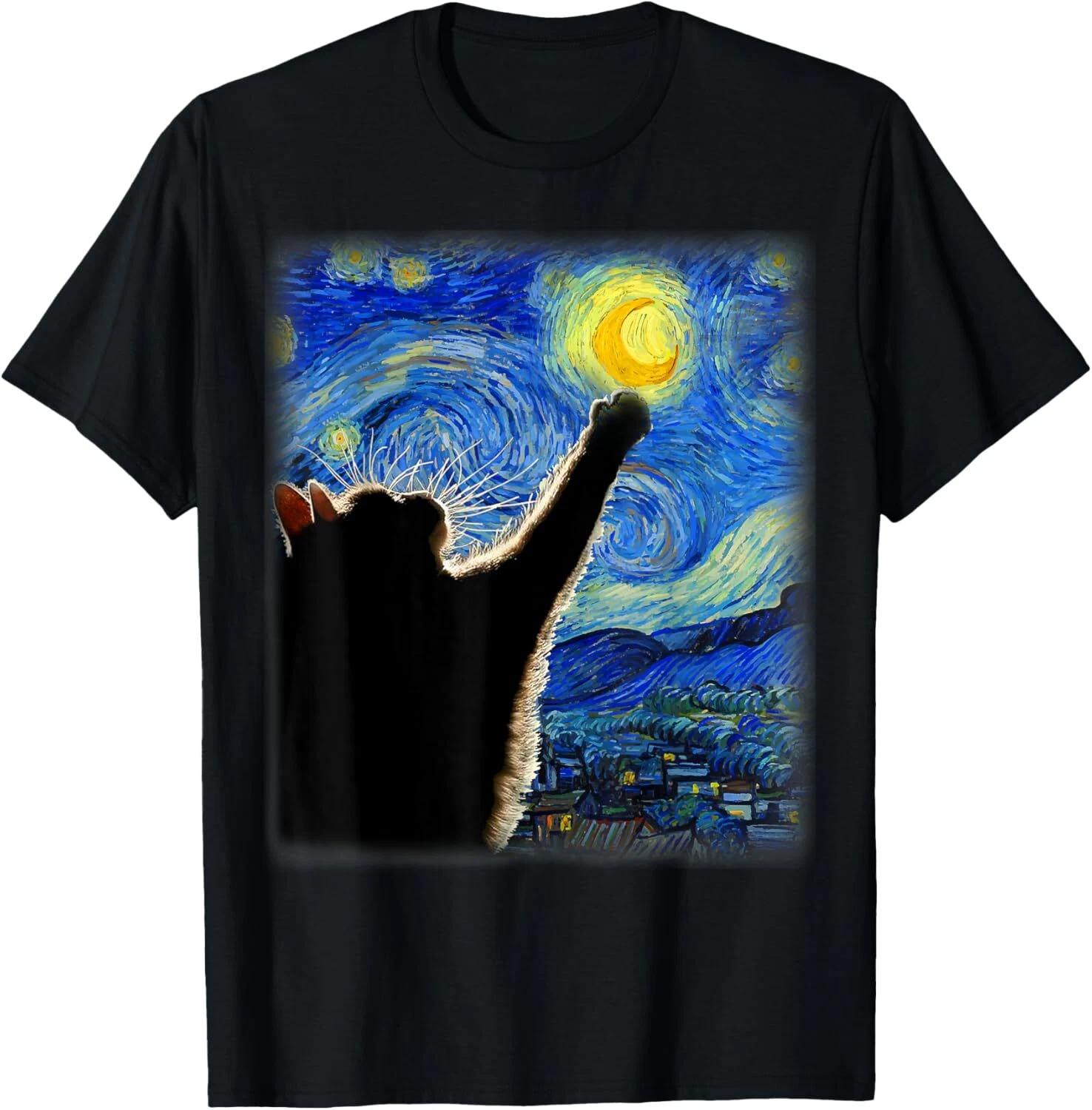 

Van Gogh Starry Night Cat Tee Shirts Gift Unisex T-Shirt 4XL