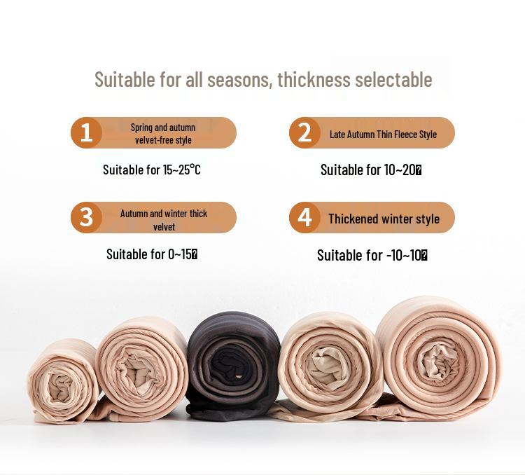 Button-Style Detachable Fleece-Lined Leggings - 2025 Upgrade, Flesh-Colored, Double-Layer, for Autumn/Winter