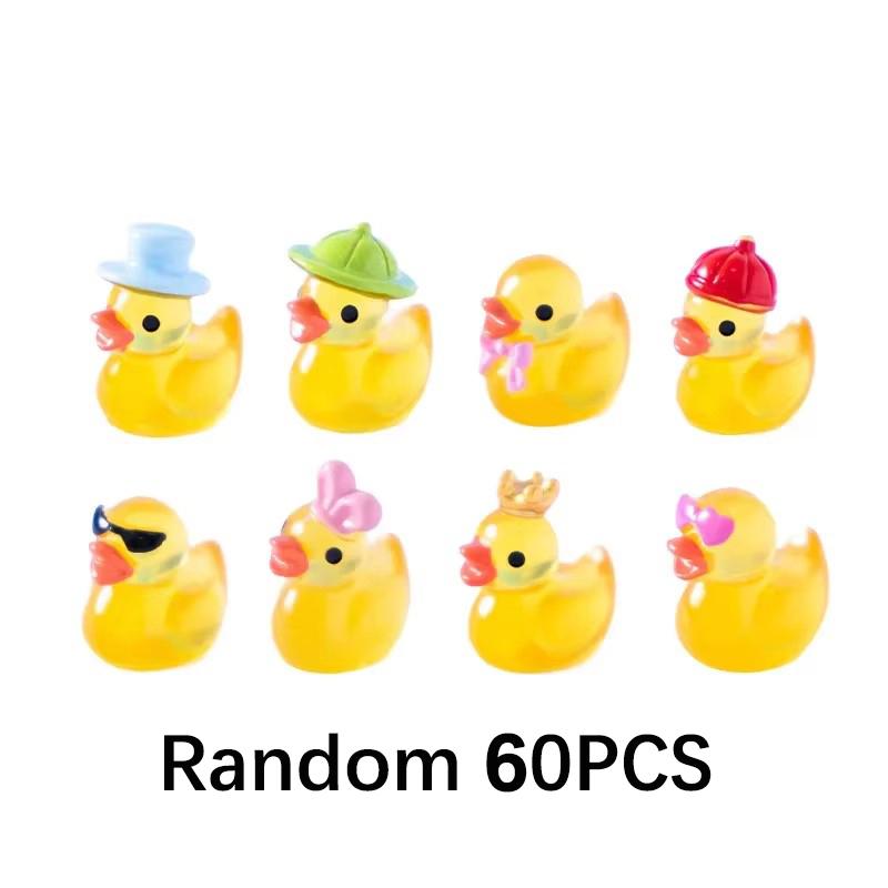 30/60/100PCS Luminous Mini Duck Micro Landscape Access Miniature Figurines Fairy Home Decoration Glow In the Dark Mixed Style