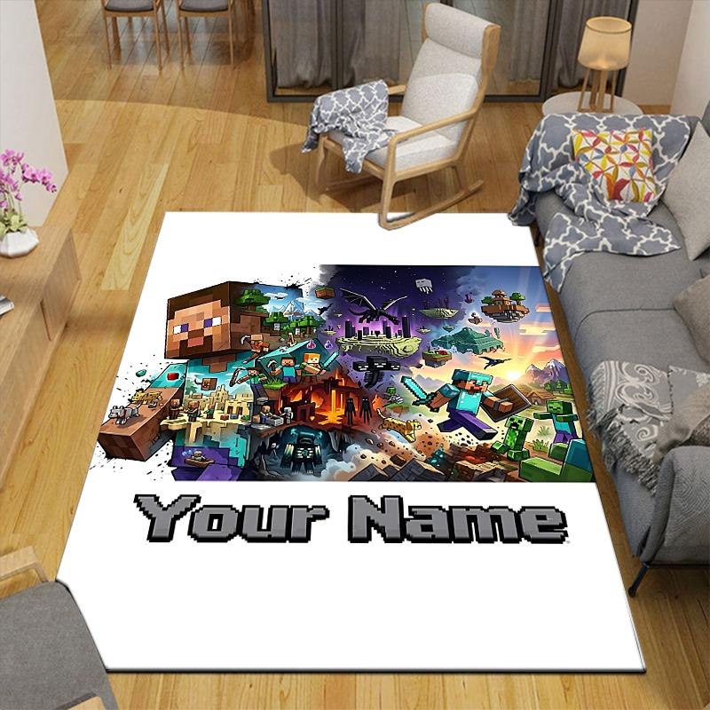 Custom 1Pc Custom Pixel Block Hero Flannel Personalized Rug Non Slip Floor Mat Soft Carpet for Living Bedroom Office Home Decor Gift