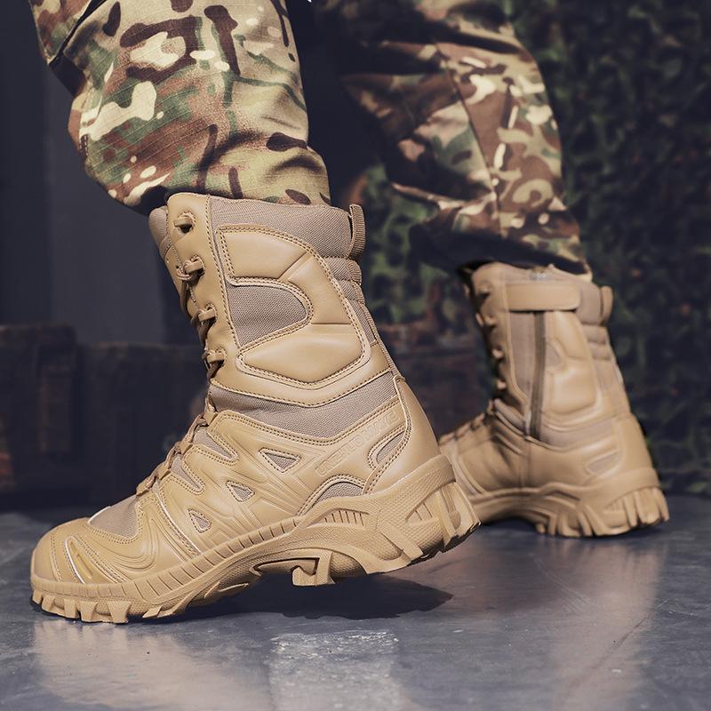Men's Plus Size High-Top Tactical Combat Boots - Non-Slip Desert Outdoor Footwear