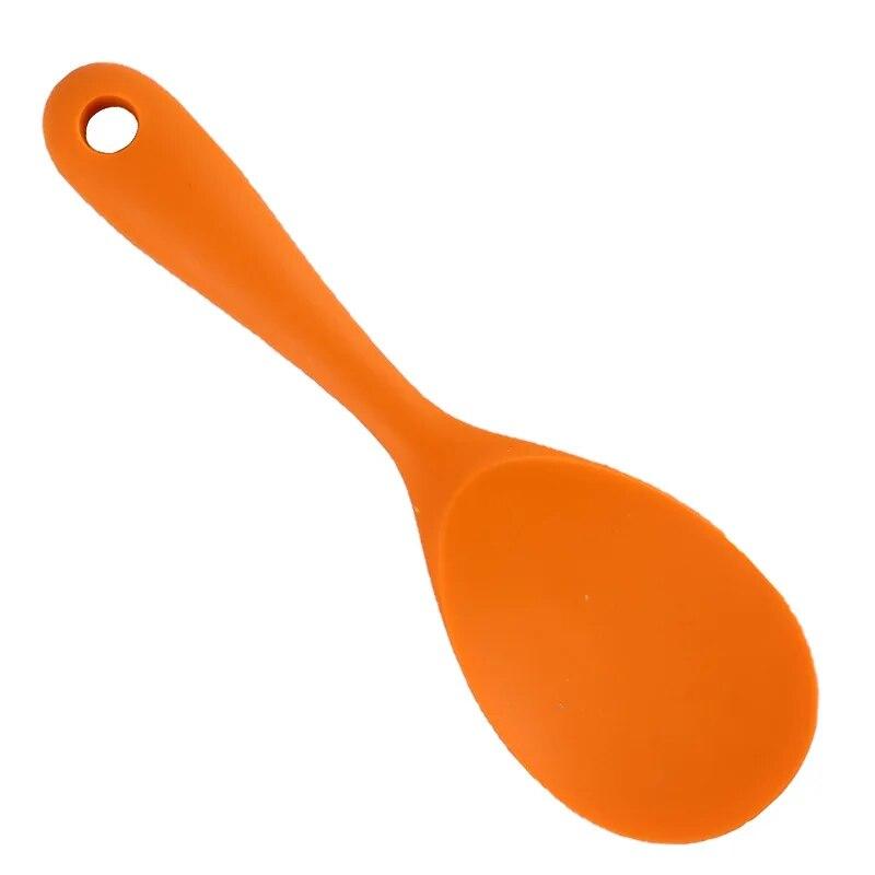 1Pcs Silicone Spoon Non-stick Cooking Spoon Anti-scalding Pot Rice High-temperature-resistant Spoon Durable Kitchen Gadgets