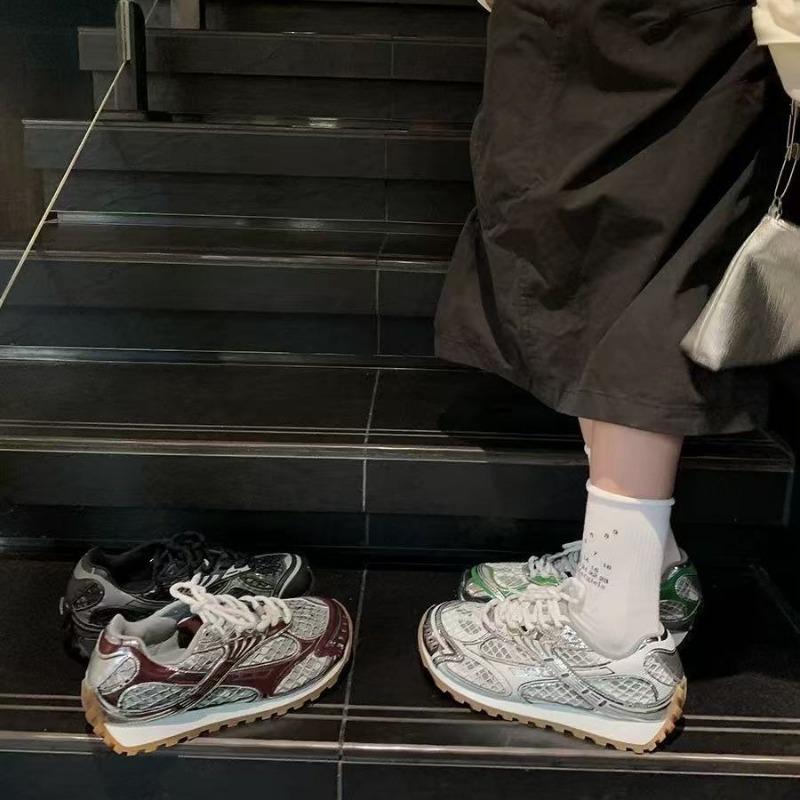 B Wang Yibo Zhou Yutong Silver Woven Dad Shoes Men and Women Couple Casual Sports Shoes