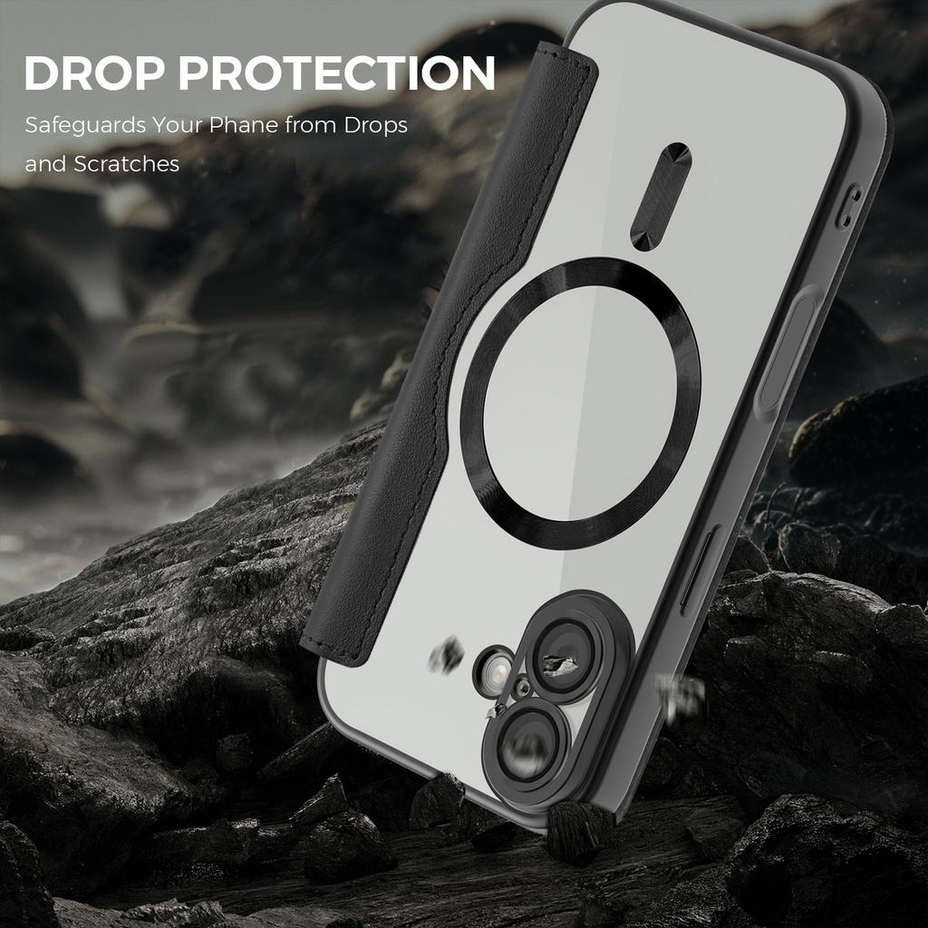 For iPhone 17 Case Compatible with MagSafe RFID Blocking Leather Phone Cover