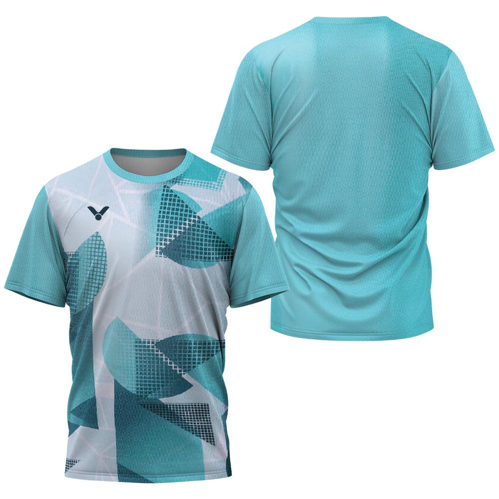 Summer T-shirt Quick-dry Short-sleeve T-shirt Top with Geometric Pattern Splicing Badminton T-shirt Brand Men's Wear
