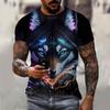 3D Wolfsbestie Aufdruck Herren und Damen Freizeit Kurzarm T-Shirt Rundhals Mode Trend Super Cool Herren Täglich Neue Kleidung