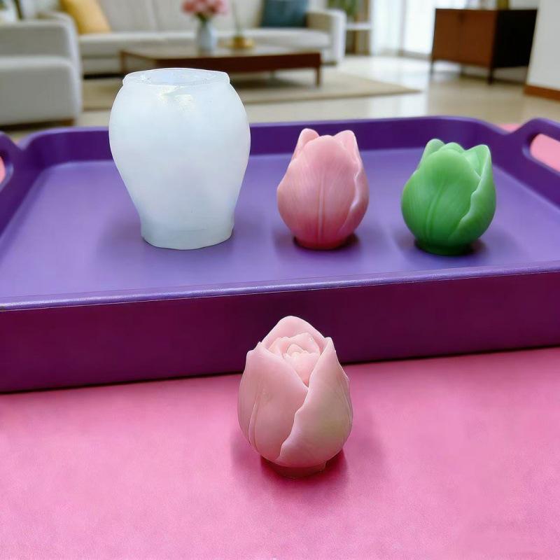 Tulip Candle Holder Silicone Mold for DIY Aroma Diffuser and Plaster Ornament Souvenirs.