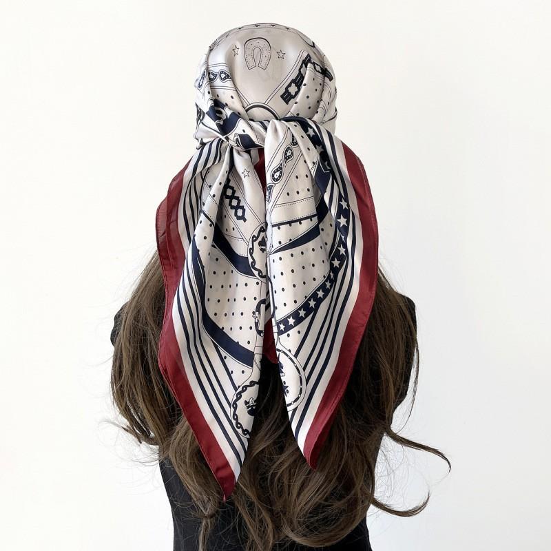 Headscarf Silk Scarf 90cm Women's Headscarf New Versatile Satin Thin Large Square Scarf