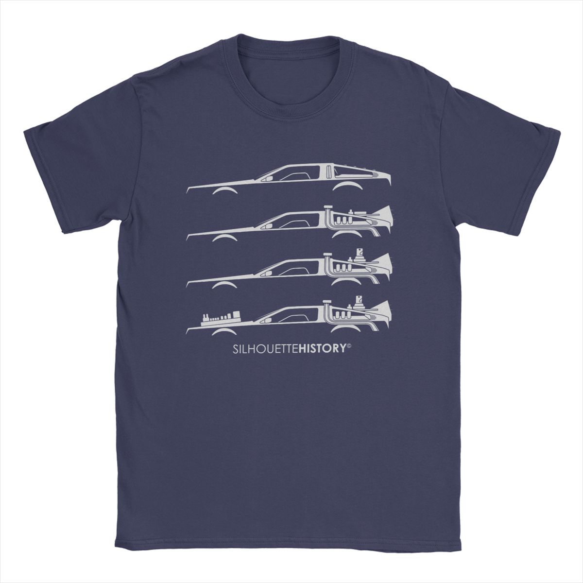 

Time Machine Silhouettehistory Unisex T Shirts Back to the Future Humorous Tee Shirt Round Neck TShirt Pure Cotton Plus Size Tops 4XL