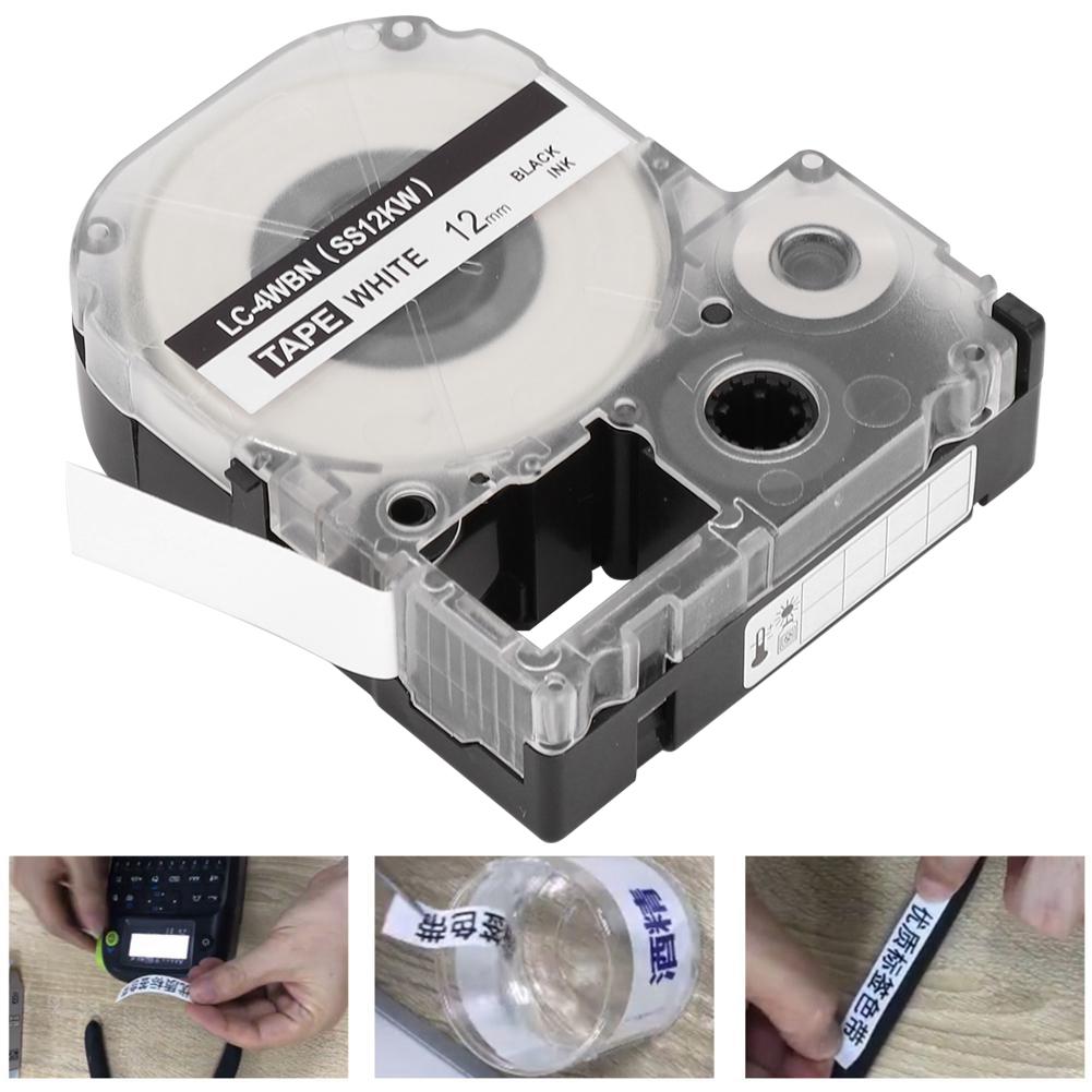 Label Tape Ribbon for KING JIM EPSON Printer Printing Paper Office Supply(12mm black on white)