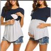 Sommer Kurzarm Rundhals Patchwork Unregelmäßig Stillen Schwangerschaft T-Shirt Top