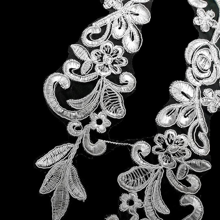 Bone embroidery pair of flowers polyester bone thread pattern exquisite features water-soluble organza DIY lace accessories