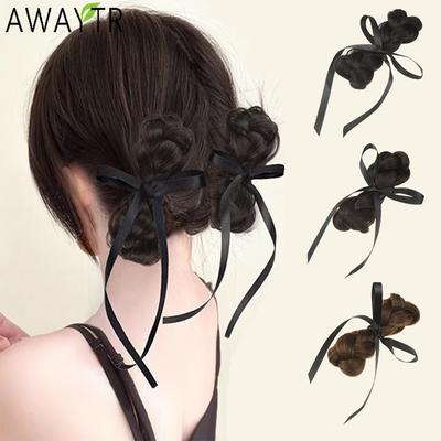 AWAYTR Mode Hummel Perücke Haarnadel Perücken Satin Schleife Haarspangen Valentinstag Kopfschmuck Mädchen Haaraccessoires Festival Geschenk
