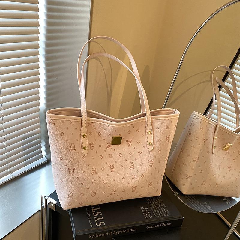 Cartoon printed portable tote bag, new fresh and sweet large-capacity shoulder bag, niche women's bag