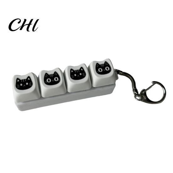 Handheld Clicker Fidget Black Cat Keyboard 4/9-Keys Anxiety Relief Finger Keychain Toy Office School Travel Decompression Button Sensory Hanging Decor