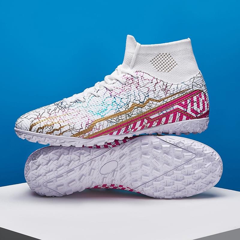 Youth Adult New Quality Shock Absorption Anti-skid and Wear-resistant High Top Short Spike Outdoor Football Shoes and Sports Shoes