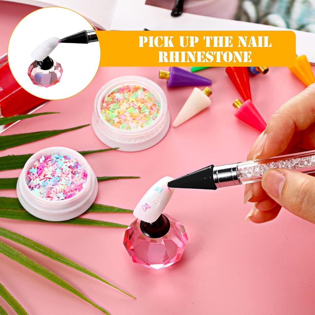 16/21 Stück Nagel Strass Aufheber Ersatz Wachskopfspitzen Strass Aufheber Werkzeug Wachsspitze für Nagel Punktierstift