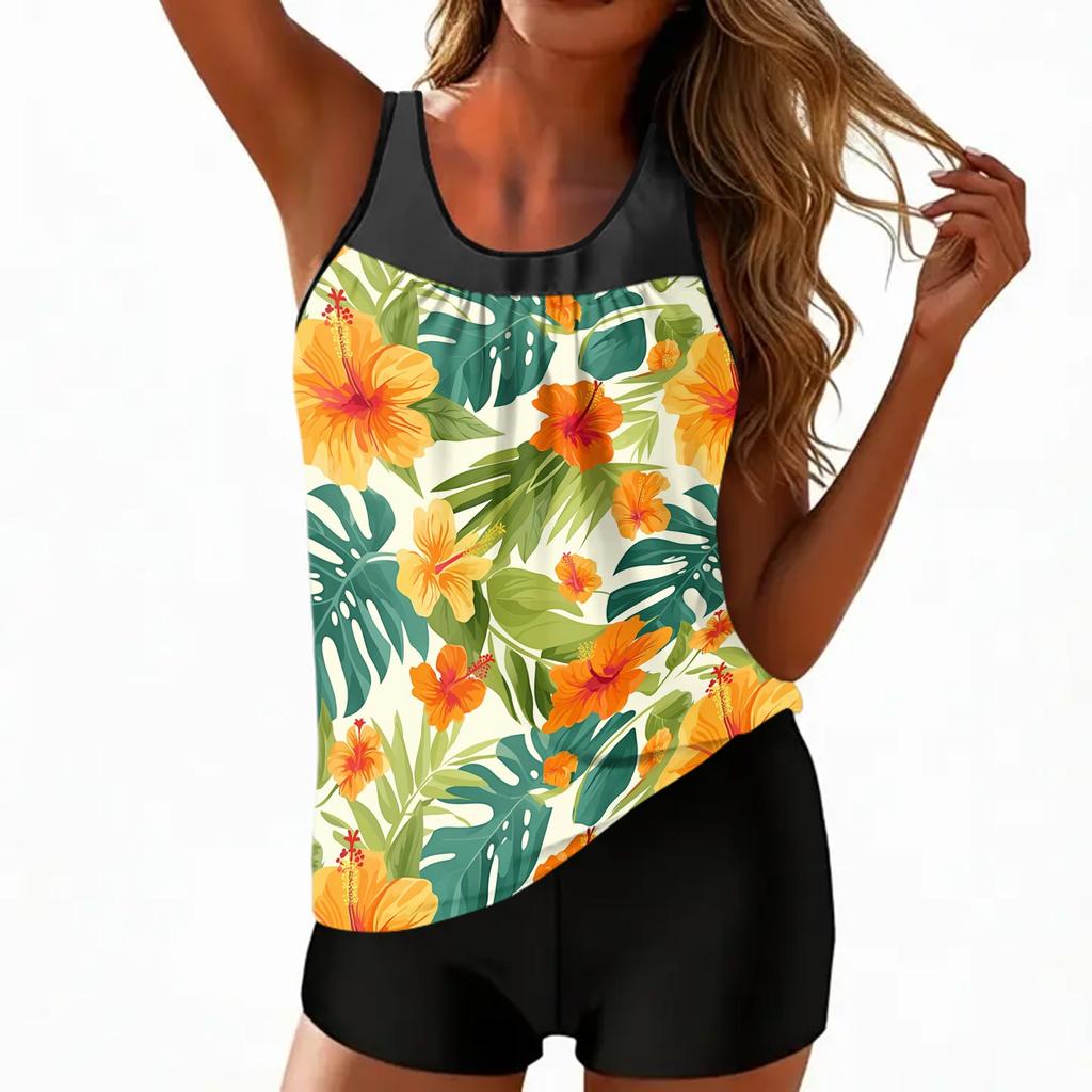Women's Bohemian Print Split Swimsuit Sport Swimsuit