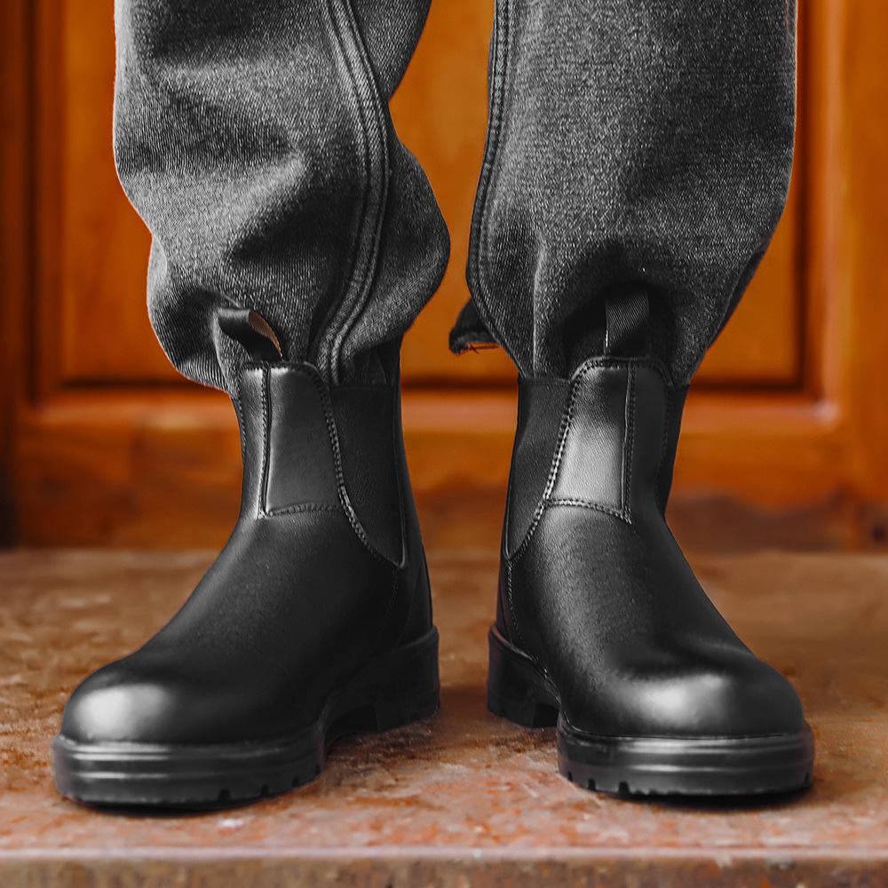 Herrestøvler Britisk Stil Herre Arbeidsstøvler Retro Slip-on Oxford Støvel Platformsko